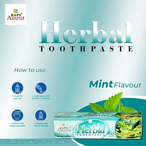 Baps Amrut Herbal Toothpaste Mint Flavour